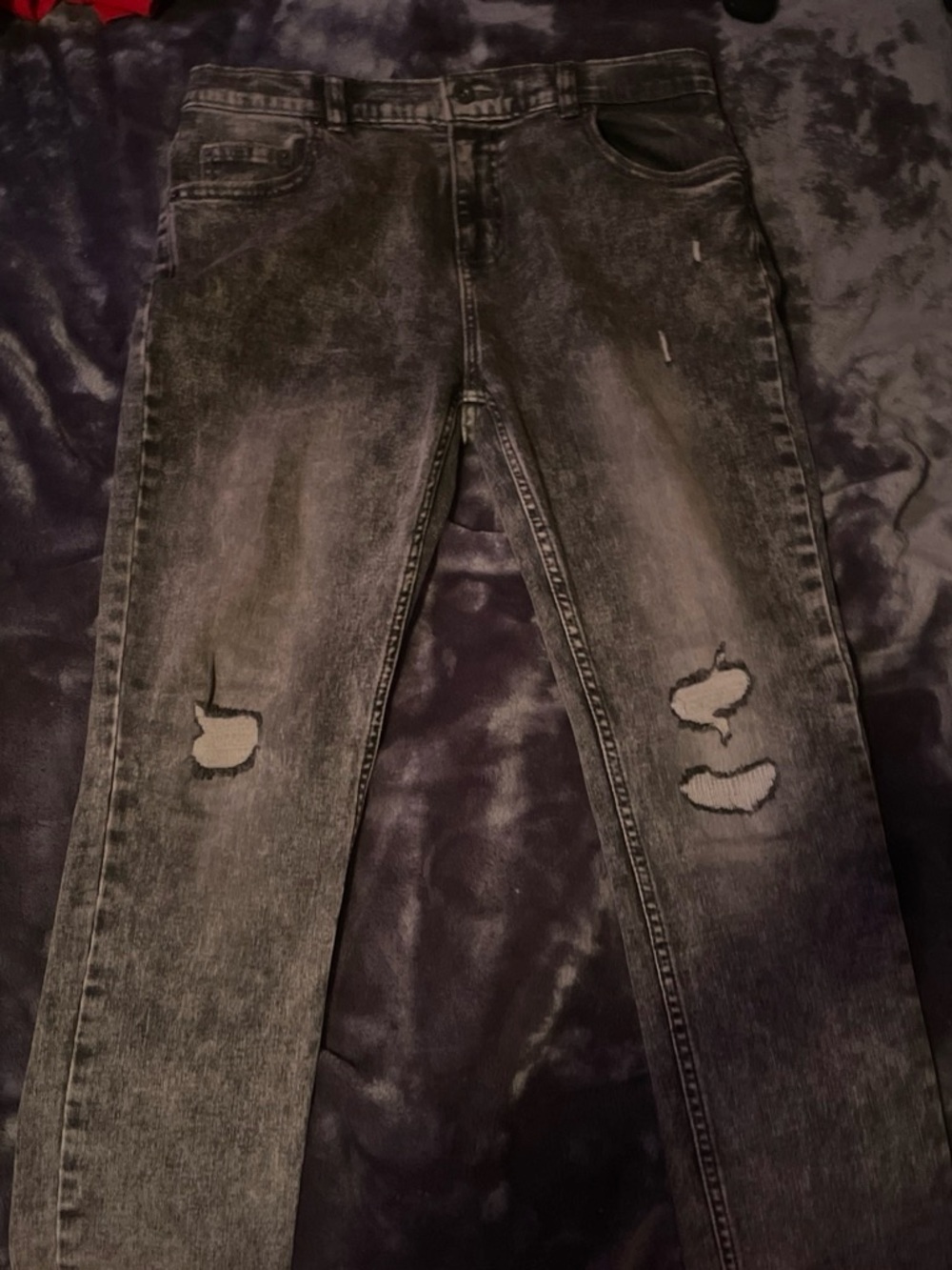 Aeropostale Boys Black Gray Washed Distressed Jeans size 16 youth